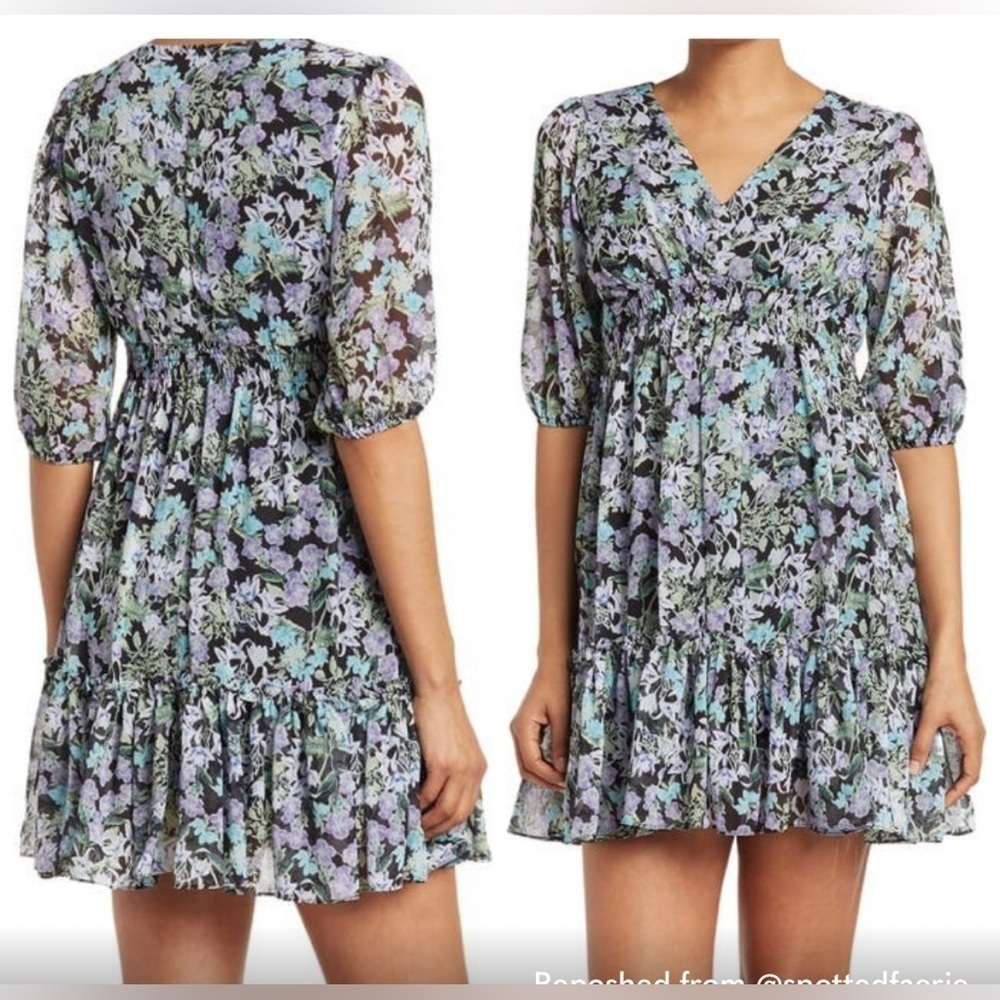 Just… Taylor Floral V-neck Empire Waist Mini Dress Feminine Women’s Size 8
